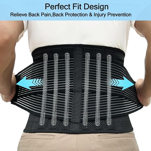 Back Brace for Men and Women Lower Back, Lumbar Support Belt Relieve Lower Back Pain with 8 Reinforce Bones,Scoliosis, Sciatica,Herniated Disc,Back Brace for Lifting at Work&Workout Sports 03 Black L