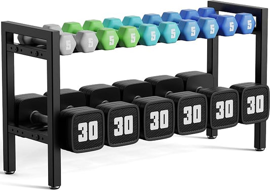 Dumbbell Rack 2-Tier Adjustable Weight Rack For Home Gym Dumbbells Kettlebell (Rack Only)