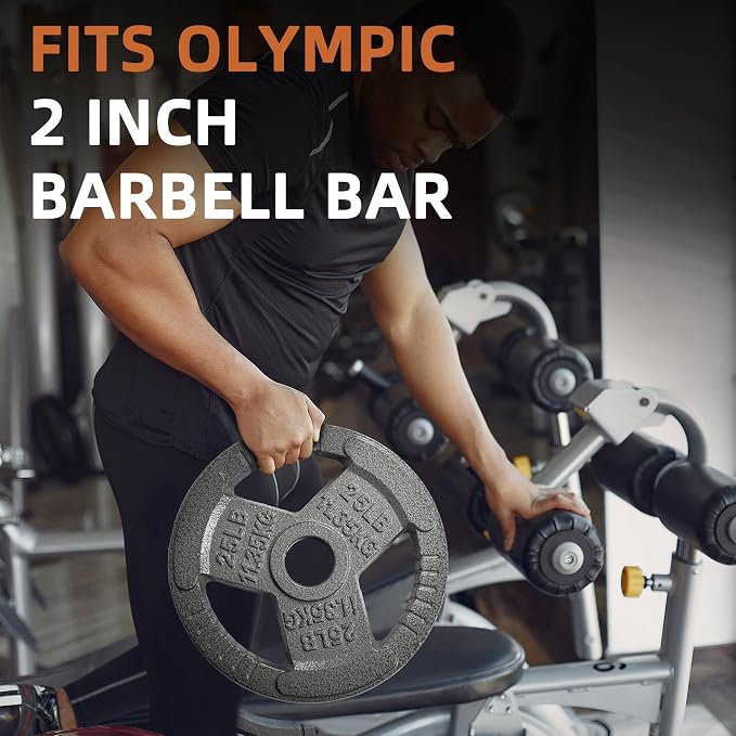 Fitvids 2 Inch Olympic Barbell Weight Plates Set, 70/120 LB Barbell Weight Set for Home Gym Strength Training, Triple-handle Design