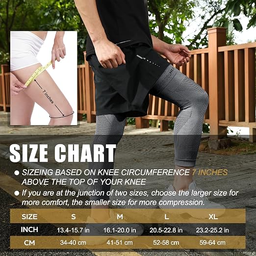 NEENCA Compression Leg Sleeve - Long Knee Sleeve, Ultra-thin Leg Sleeve with Graphene Ions Infused Fabric for Knee Pain Relief, Swelling, Arthritis, Poor Circulation, Runner, Sports (Small)