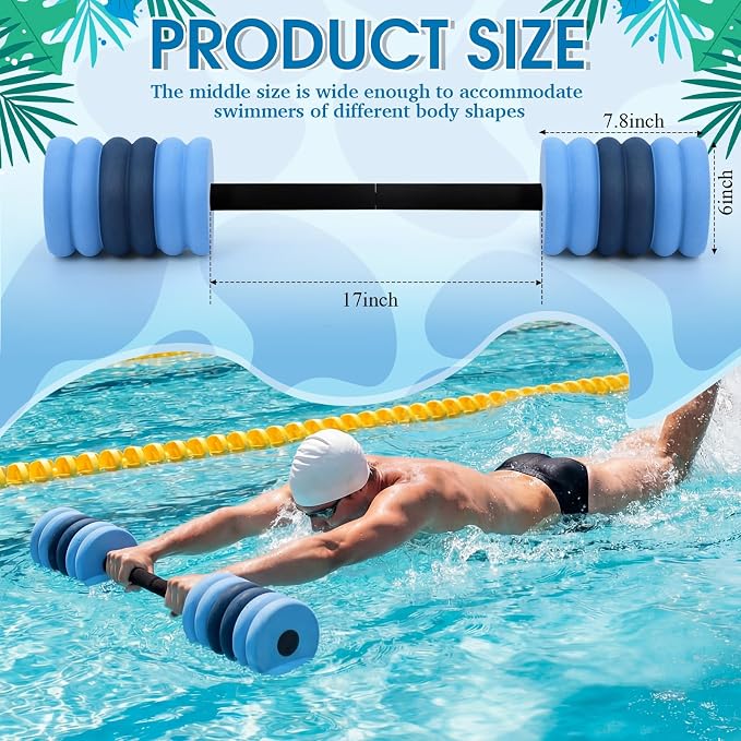 Soulchen Long Aquatic Exercise Dumbbells Pool Exercise Foam Water Weights Dumbbell Aquatic Pool Barbells with High Density EVA Foam for Swim Water Aerobics Workouts Loss