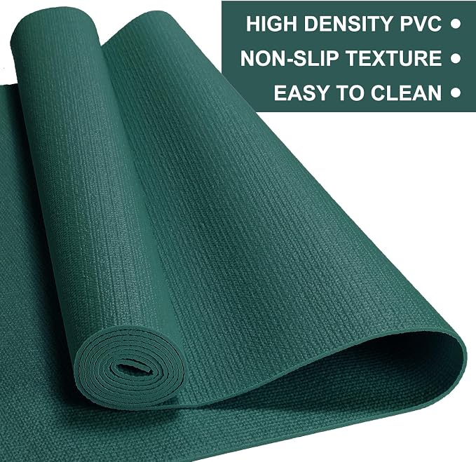Funtery 3 mm Thin Yoga Mats Bulk, 68 x 24 Inches Lightweight PVC Exercise Mats Non Slip Workout Fitness Pads for Yoga Pilates Stretching Classes Gym Home Studio