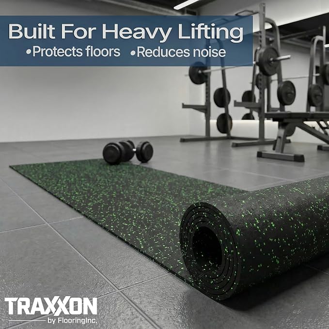 Flooring Inc's 1/4" Thick Tough Rubber Flooring Roll | Flexible Recycled Rubber Floor Mats for Home Gym | Heavy Duty Rubber Mat for Home Gyms, Sheds, Horse Stall Mat or Trailer