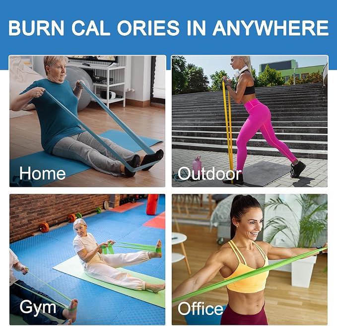 5-Piece Resistance Bands Set, 5.9 ft, Latex-Free for Exercise and Therapy | Elastic Bands for Stretching, Physical Therapy, Yoga, Pilates and Home Workouts, Suitable for Women and Men