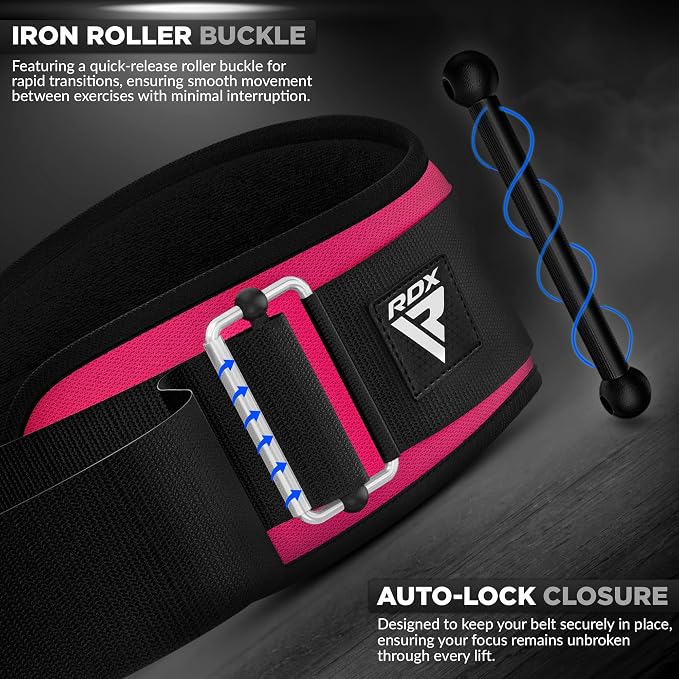 RDX Weight Lifting Belt AUTO LOCK, 6.5” Padded Back Support, Men Women Gym Fitness Strength Training, Bodybuilding Powerlifting Weightlifting Workout, Deadlift Squat, Pro Exercise Equipment