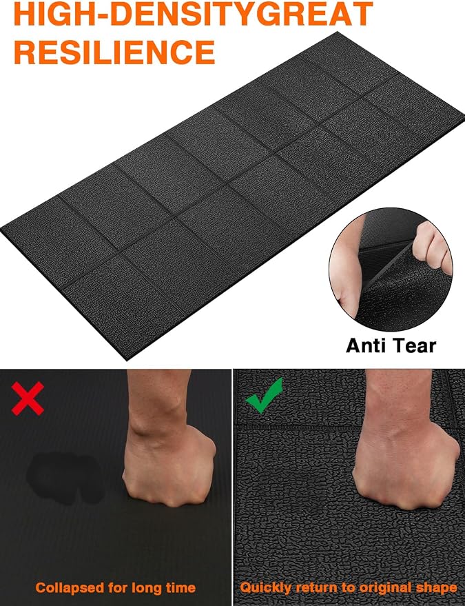 Treadmill Mat 55"x25", WERCHO Foldable Walking Pad Mat for Carpet Hardwood Floors 6mm Heavy-Duty Exercise Equipment Mat for Treadmil Pad,Spin Bike, Elliptical Trainer, Home, Gym
