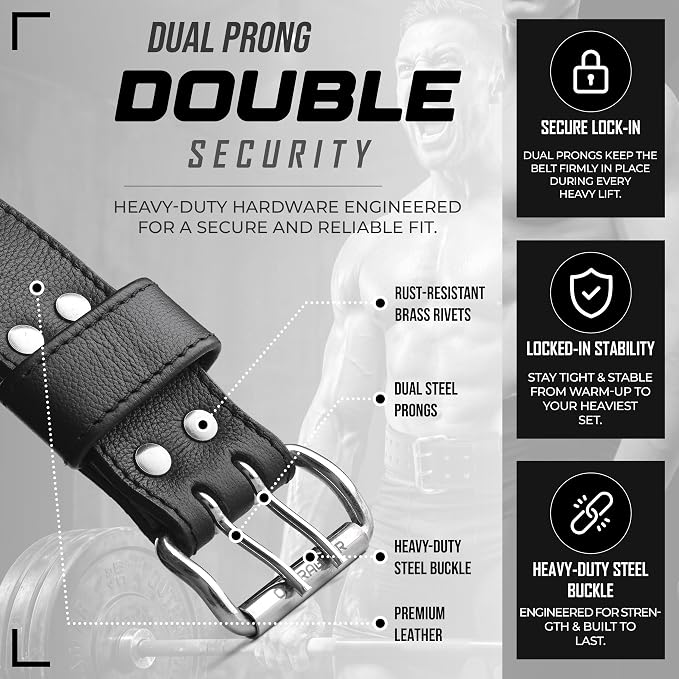 Real Leather Weight Lifting Belt - 7mm Gym Belt for Strength Training - Adjustable Buckle Weight Lifting Belts for Men & Women with Core Back Support