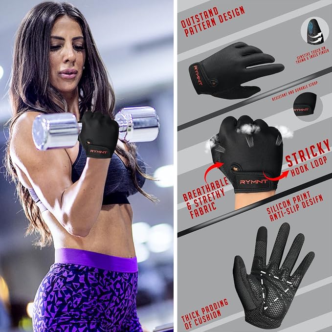 Full Finger Workout Gloves Women Men - Weight Lifting Gloves Full Palm Grip | Grip Gloves for Gym, Fitness, Exercise, Weightlifting, Rowing, Dumbbells, Kettlebell, Cycling, Driving, Biking, Womens Work