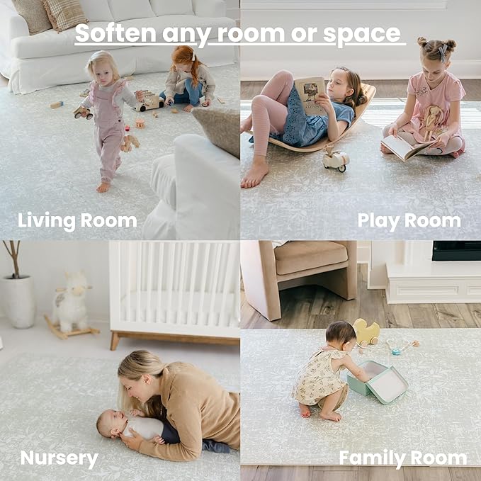 Little Landings Baby Play Mat for Floor - Eden (4x6ft) - Premium EVA Foam Play Mat for Babies & Toddlers (Ages 0-5+) - Non-Toxic Playmat for Tummy Time, Crawling & Playroom - Stylish & Comfortable