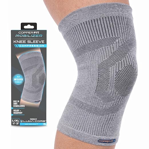 Copper Fit Mobilizer Knee Sleeve - S/M | Knee brace with stabilizers for arthritis support, tendonitis relief, compression, mobility, and recovery.
