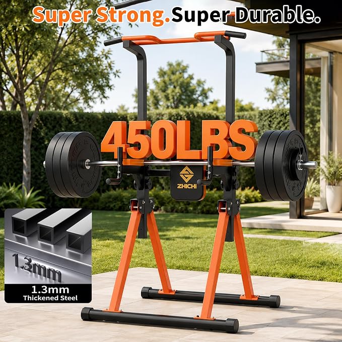 Z ZHICHI Foldable Pull-Up Dip Station Weight Capacity 400LBS