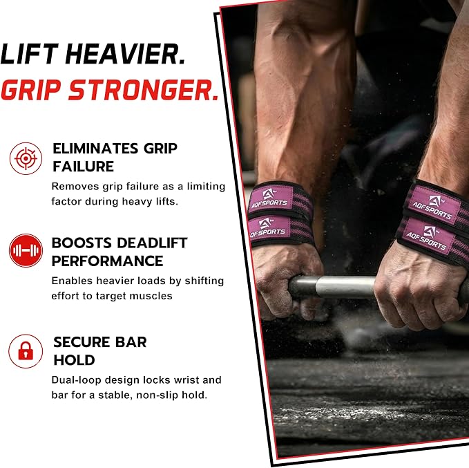 AQF Figure 8 Weight Lifting Straps, Padded Cuff Support for Deadlift