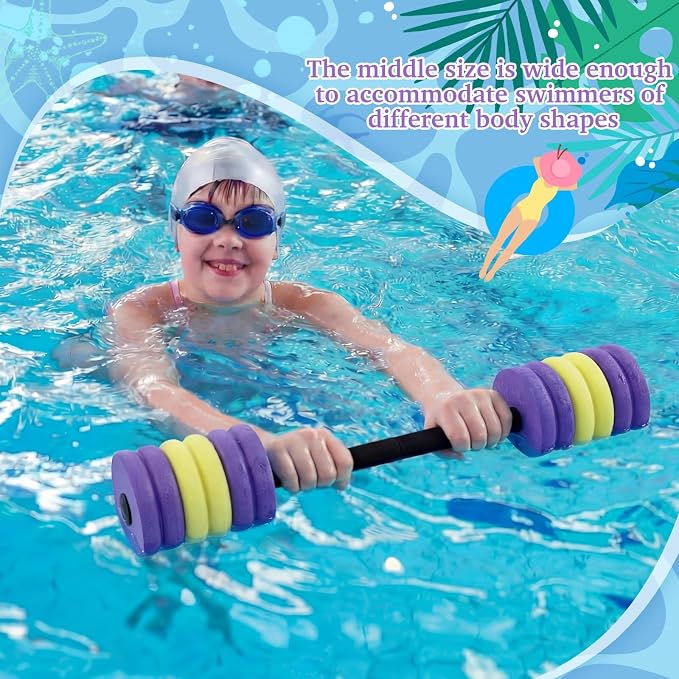 Soulchen Long Aquatic Exercise Dumbbells Pool Exercise Foam Water Weights Dumbbell Aquatic Pool Barbells with High Density EVA Foam for Swim Water Aerobics Workouts Loss