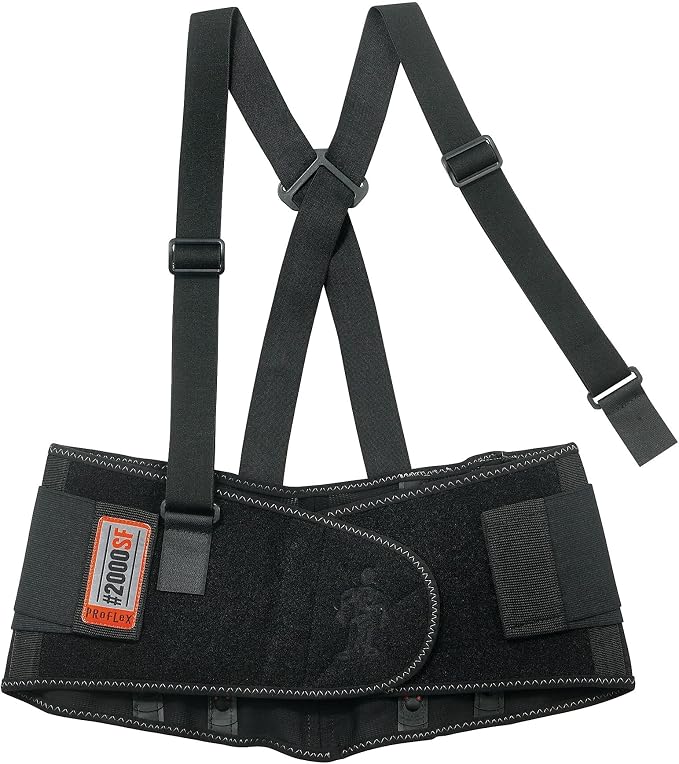 Ergodyne ProFlex 2000SF Back Support Brace, 8.5" Spandex, V-Shape Design and Patented Stays for Added Support, 3XL,Black