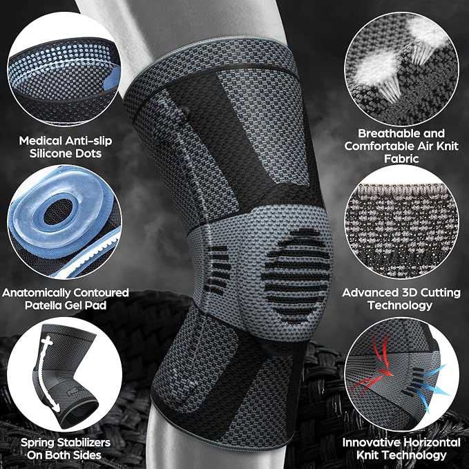 NEENCA Professional Knee Brace, Medical Knee Support for Women & Men Relief | Upgraded Version, Patented Patella Gel Pad & Side Stabilizers, For Knee Pain, Swelling, ACL,PCL, Circulation, Sports, Workout