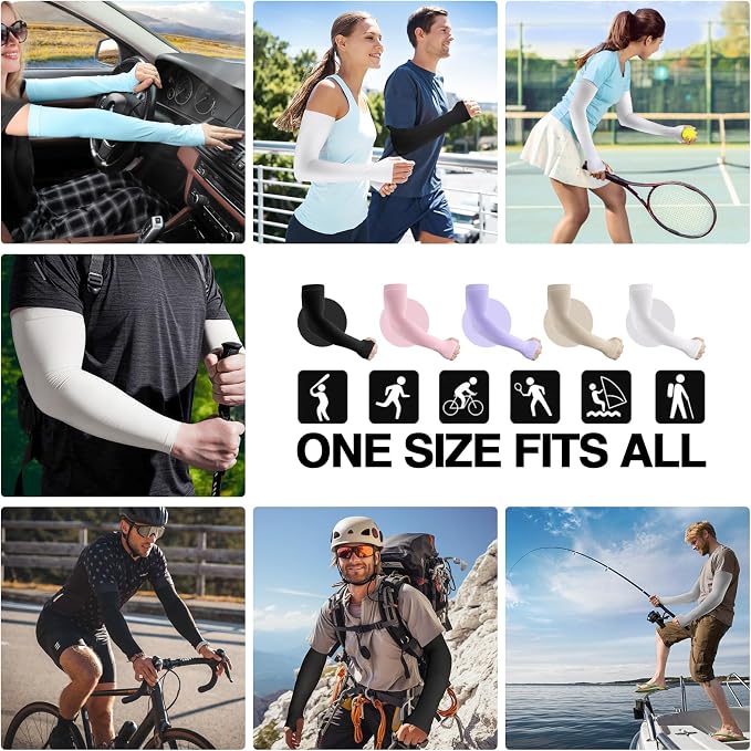 LUOLIIL VOE Sun Protection Cooling Arm Sleeves for Men &Women,Compression Sleeves for Football, Golf & Volleyball