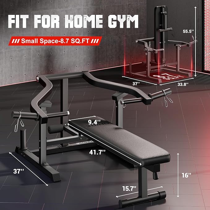 Chest Press Machine, GOIMU Z1-PRO Weight Bench Press Machine with Independent Arms, Adjustable Flat Incline Bench Press for Chest, AB Workout Home Gym Equipment