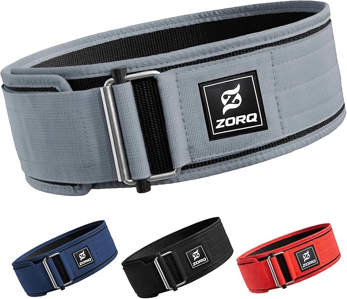 ZORQ Self-Locking Weight Lifting Belt - 4 Inch Wide Quick-Locking Gym Belt for Men & Women - Professional Weightlifting Belt for Olympic Lifting, CrossFit, Squats & Deadlifts - Back Support