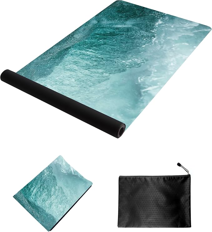 nuveti Printed Travel Yoga Mat 1/16 Inch Thick Non Slip Fitness Workout Mat | with Carrying Bag, Foldable Lightweight Suede & Natural Rubber Yoga Mat for Yoga Pilates and Fitness 72" L x 24" W x 1.5mm
