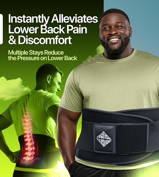 Plus Size Back Brace for Lower Back Pain Relief – Adjustable Lumbar Support Belt for Women & Men, Lower Back Support for Herniated Disc, Sciatica & Heavy Lifting, Workout Back Support Brace, Size 4XL