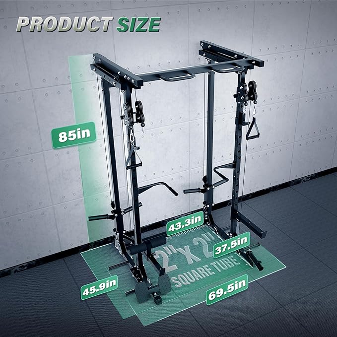 MAJOR FITNESS Drone3 Power Rack, 2500lbs Multi-Function Home Gym Squat Rack with Dual Pulley System, Pull-Up Bar & J-Hooks, Heavy-Duty Steel Frame for Maximum Stability & Strength Training