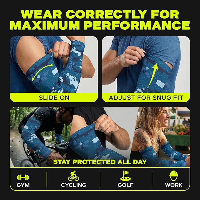 ARMORAY Arm Sleeves for Men and Women - UV Sun Protection Cooling Compression - Tattoo Cover Up Sleeve for Daily Wear & Work