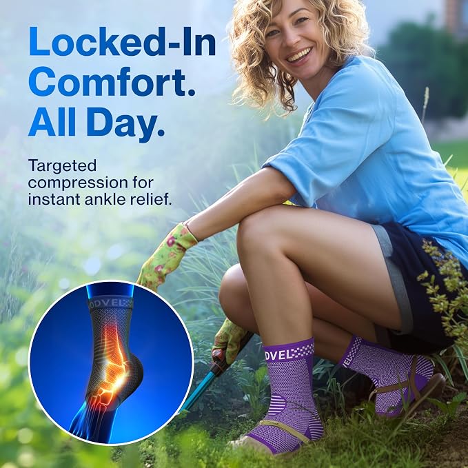 Modvel Foot & Ankle Brace Socks for Sprained Ankle Compression Sleeve - Foot Support for Women & Men - Tendonitis & Arthritis Ankle Brace Sports Running, Torn Ligaments & Women Stabilizing Ankle Wrap