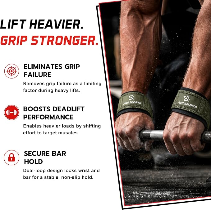 AQF Figure 8 Weight Lifting Straps, Padded Cuff Support for Deadlift