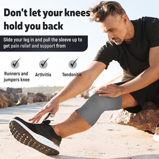 Knee Brace for Women & Men (Pair) – Knee Sleeves for Running, Workout, Weightlifting & Sports – Compression Knee Support for Knee Pain Relief, Meniscus Tear & Arthritis