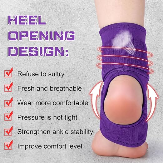 Honoson 2 Pcs Ankle Brace Kid Breathable Neoprene Ankle Support Compression Sleeve Achilles Tendonitis Relief Elastic Foot Brace with Adjustable Wrap for Sprained Plantar Fasciitis(Purple,S)