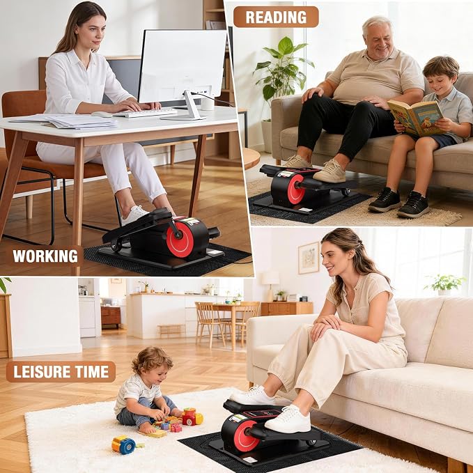 Under Desk Elliptical Machine, Electric Elliptical Leg Exerciser for Senior | Quiet and Compact Electric Seated Pedal Exerciser for Home with Monitor, Remote Control and 12 Adjustable Speeds