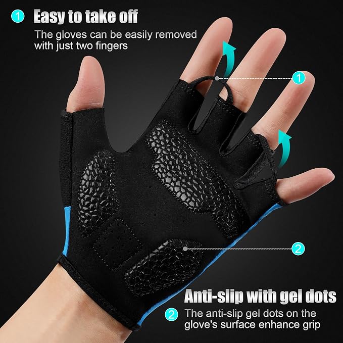 Cycling Gloves for Men Women, Half-Finger for Bike, Gym, Weight Lifting, Workout, Riding, Outdoor Sports