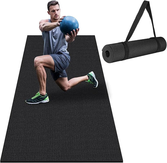 Large Exercise Mat 8'x5'|12'x6'|6'x4'|6'x2' Workout Mat for Home Gym Mats Exercise Heavy Duty Gym Flooring Fitness Mat Large Yoga Mat Cardio Mat for Weightlifting, Jump Rope, MMA, Shoe-Friendly