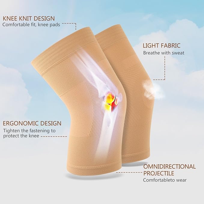 TOFLY Knee Sleeves 20-30mmHg Compression Brace for Joint ACL MCL Arthritis | Lightweight Breathable Fabric, Wear Under Pants, For Men Women, 1 Pair Support For Arthritis, ACL, MCL, Sports Recovery