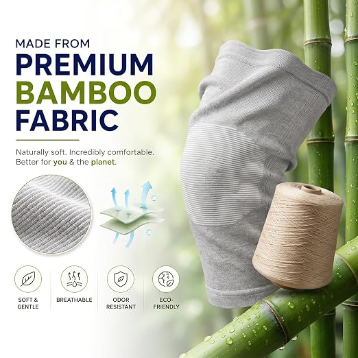 Braventure Bamboo Knee Compression Sleeve 1 Pair For Women & Men, XX-Large | Knee Brace for Arthritis-Related Pain Relief,Soft Breathable Knee Support, Joint Pain Relief, Workout, Stairs, Night Recovery