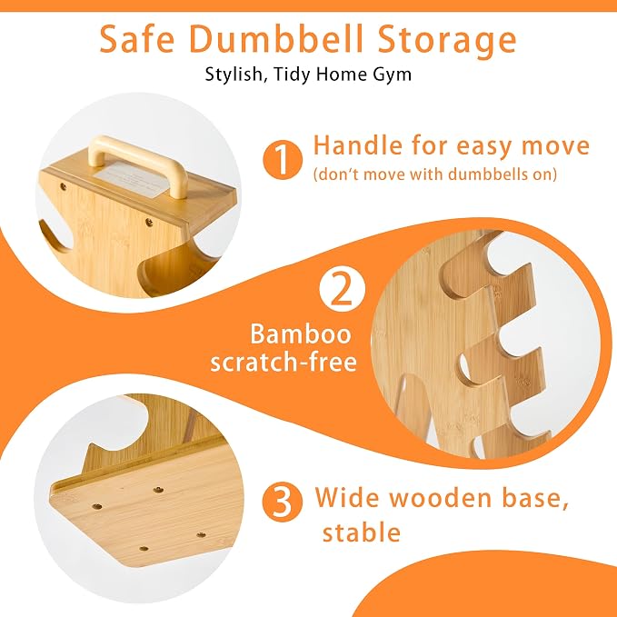 Wooden Dumbbell Rack for Home Gym Storage – Space-Saving A-Frame Stand for Organizing 8–15lb Weights, Protects Dumbbells from Scratches, Compact & Stylish Workout Storage (Rack Only)
