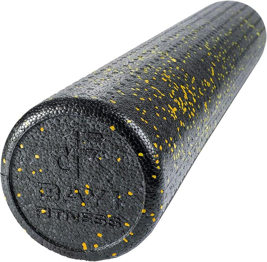 Day 1 Fitness High Density Muscle Foam Rollers - Sports Massage Rollers for Stretching, Physical Therapy, Deep Tissue, Myofascial Release - Ideal for Exercise and Pain Relief - Speckled Yellow, 24”