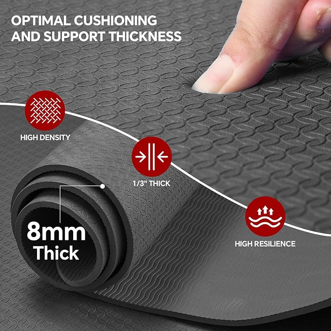 Stepwaver Extra Large Yoga Mat 6'x4'(1/3" & 1/4" Thick), Non-Slip, Ultra Durable, Wide Workout Mat, Wide Exercise Mats for Home Workouts, Yoga, Pilates, Stretching (Barefoot Exercise)
