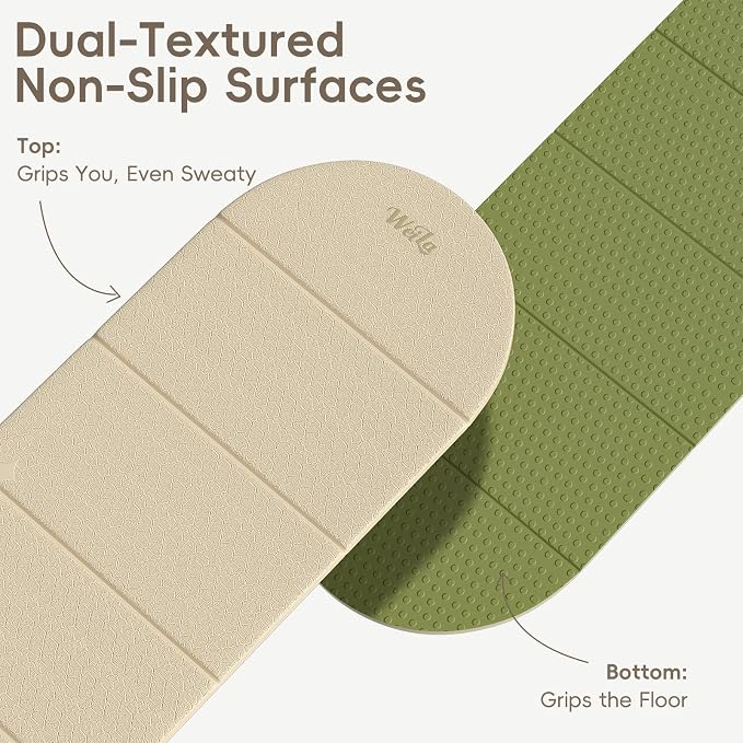 Foldable Yoga Mat 10mm Thick TPE, Double-Sided Textured Non-Slip Dual-Color Mat, 7-Fold Portable for Yoga, Pilates, Floor Workouts, Home Gym & Travel, 75"x26"
