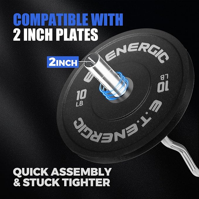 47” Solid Steel Olympic Curl Bars, 500LB | EZ and Super EZ curl bars with knurled grips, rotating sleeves, solid steel build, and 2-inch Olympic plate compatibility