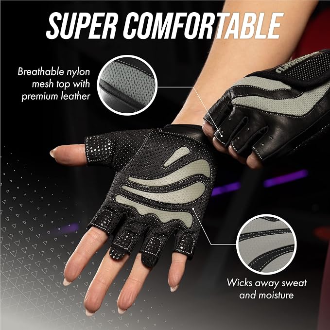 Contraband Pink Label 5437 Womens Extreme Grip Weight Lifting Gloves w/Heavy Rubber Padded Palm (Pair) - Heavy Duty Palm w/Griplock Silicone & Rubber Grip Pads for Gym Workouts