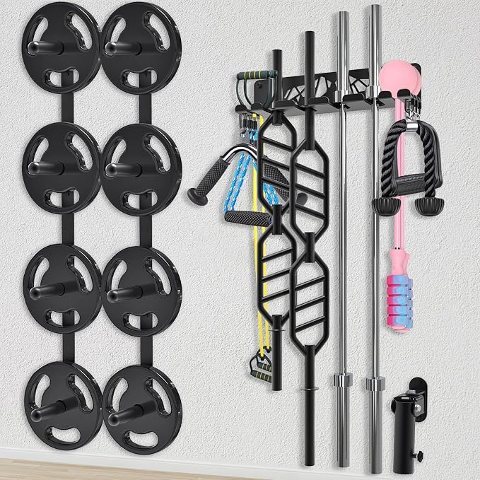 Kipika Weight Plate Storage Rack - Wall Mounted Weight Plate Holder with Durable Steel Construction Organizer for Olympic Plates, 1000lb Capacity, Space-Saving for Home Gym