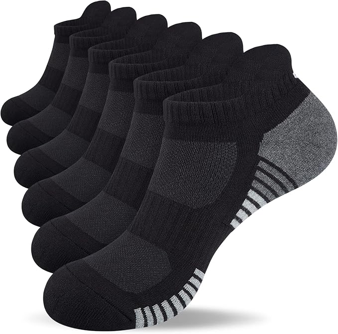 Lapulas Athletic Running Ankle Socks, Low Cut Cushioned Anti-Blister Tab Sports Socks Men Women 6Pairs