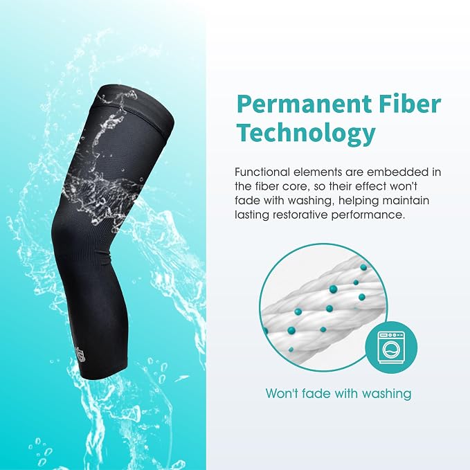Vital Salveo -Germanium Recovery Compression Sports Full Leg Sleeve Length Thigh Calf Long Knee Sleeve with UV protection Support Single Tight. For Basketball, Arthritis Men and Women (1 PC)-2X-Large