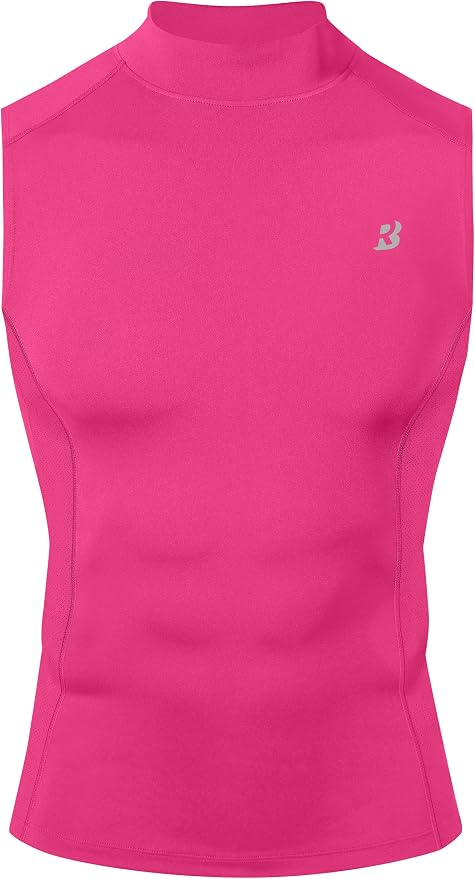 Roadbox Men's Compression Tank Top, Mock Turtleneck Sleeveless Shirt, Fitted Athletic Base Layer for Gym Workout