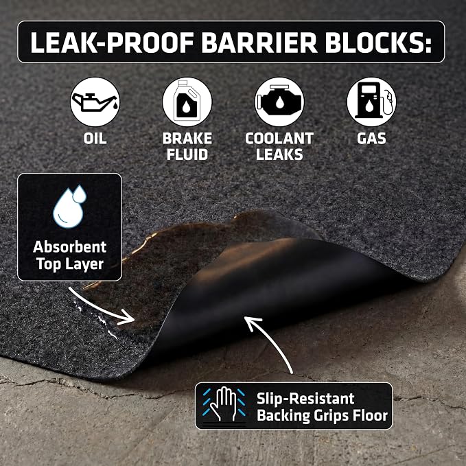 Armor All Garage Floor Mat (20' x 7'4"), Waterproof Garage Flooring, Absorbent, Premium Oil Spill Resistant Garage Pad, Durable, Protects Surfaces (Includes Double Sided Tape) (USA Made)