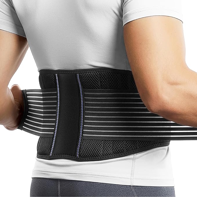 BraceUP Back Support Belt for Men and Women - Breathable Waist Lumbar Lower Back Brace for Sciatica, Herniated Disc, Back Pain Relief, with Dual Adjustable Straps (S/M 28-35 In)