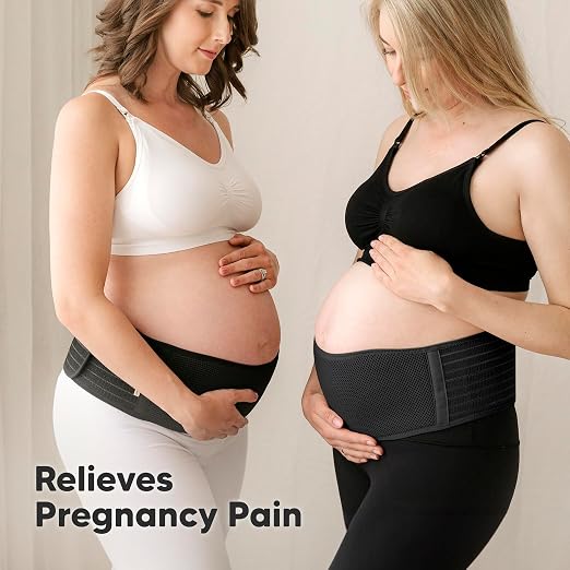 KeaBabies Pregnancy Belly Bands for Pregnant Women,1pk(Midnight Black, 2XL) | Soft, Breathable, Maternity Belly Support Band, Easy Adjustable Maternity Belt for Back, Pelvic Support, Comfortable
