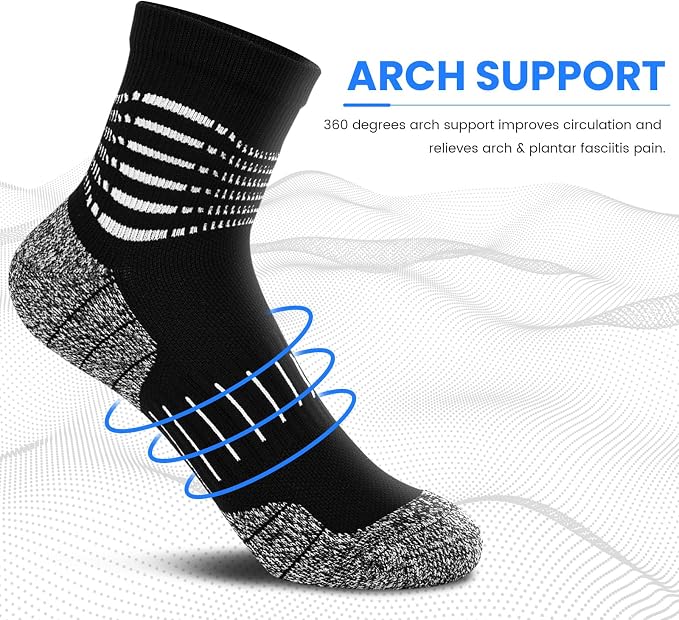 IRAMY Ankle Compression Socks for Women Men Plantar Fasciitis Relief 3/5 Pairs Cushioned Athletic Running Socks