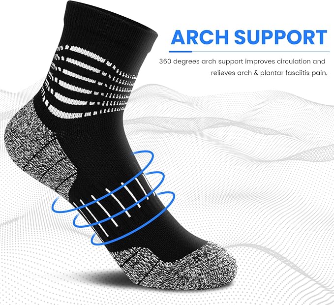 IRAMY Ankle Compression Socks for Women Men Plantar Fasciitis Relief 3/5 Pairs Cushioned Athletic Running Socks